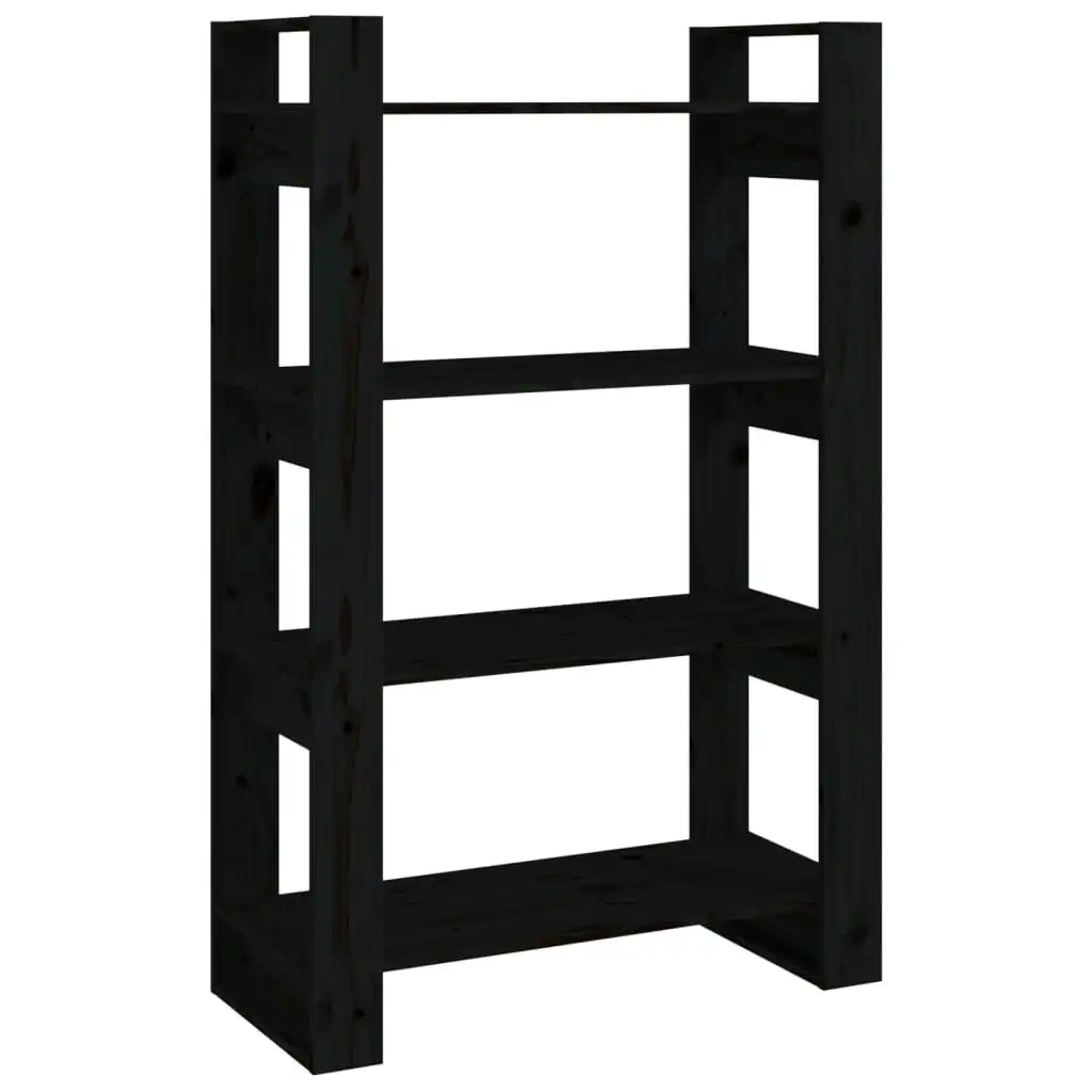 Book Cabinet/Room Divider Black 80x35x125 cm Solid Wood Pine 813908