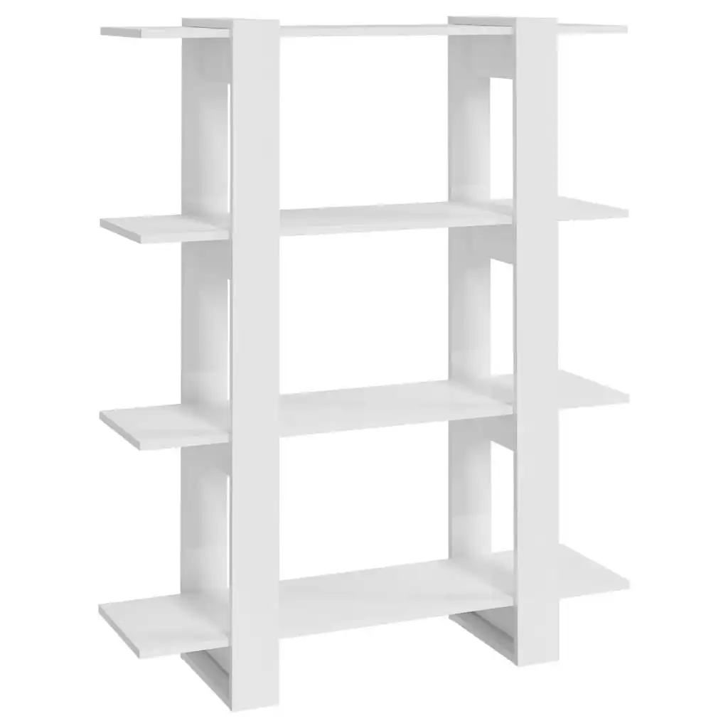 Book Cabinet/Room Divider High Gloss White 100x30x123.5 cm 811544