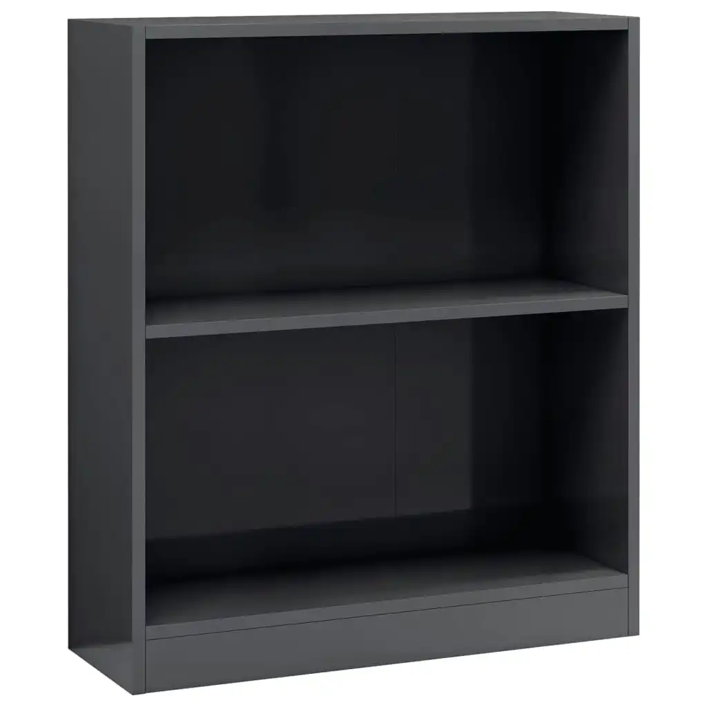 Bookshelf High Gloss Grey 60x24x76 cm Engineered Wood 800863