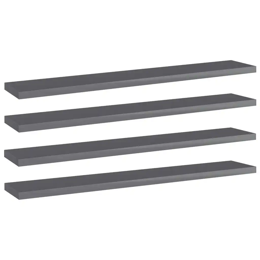 Bookshelf Boards 4 pcs High Gloss Grey 60x10x1.5 cm Engineered Wood 805216