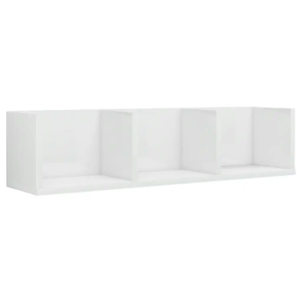 CD Wall Shelf High Gloss White 75x18x18 cm Engineered Wood 801316