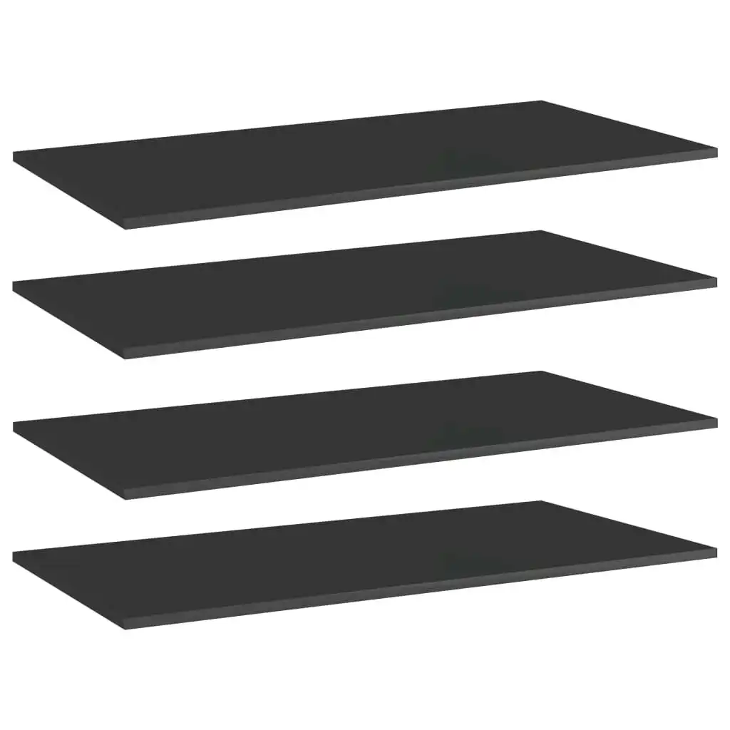 Bookshelf Boards 4 pcs High Gloss Black 80x30x1.5 cm Engineered Wood 805326