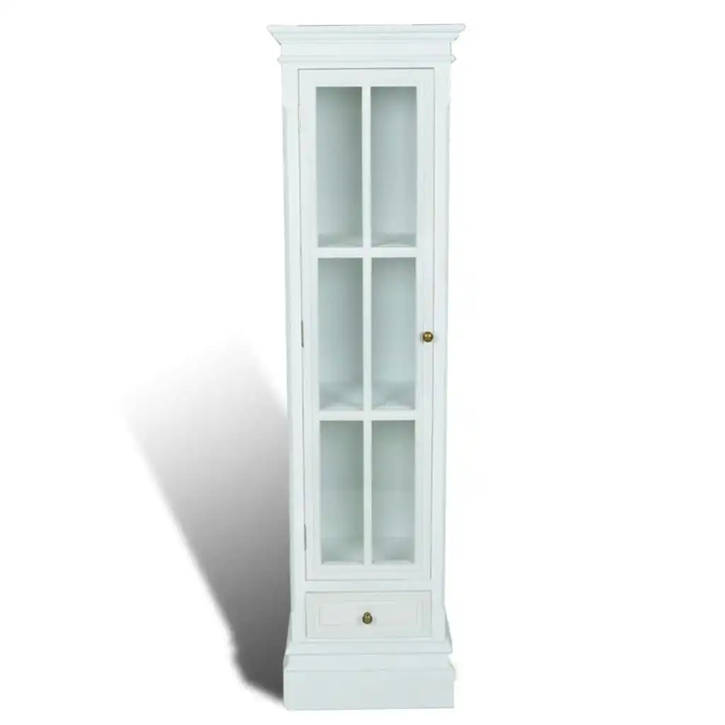 Chic Bookcase Cabinet with 3 Shelves White Wooden 60639