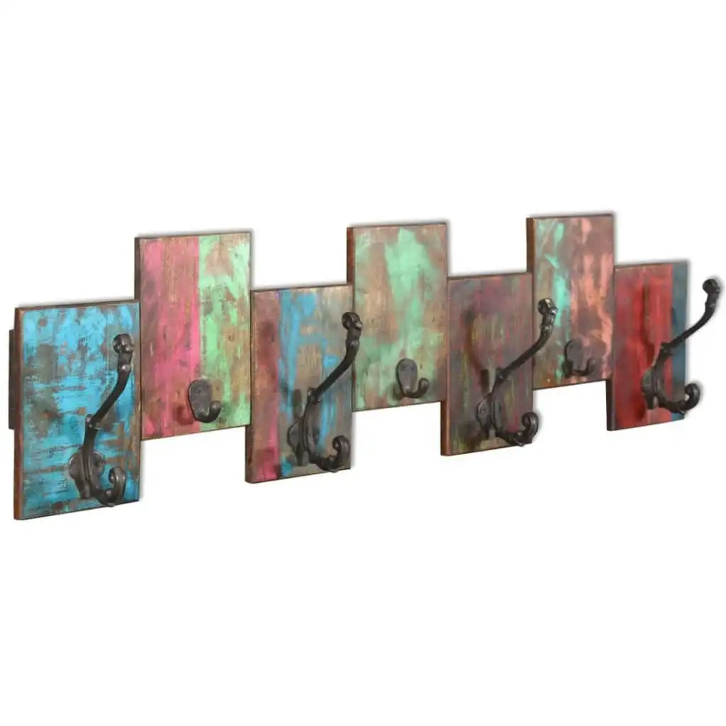 Coat Rack with 7 Hooks Solid Reclaimed Wood 243460