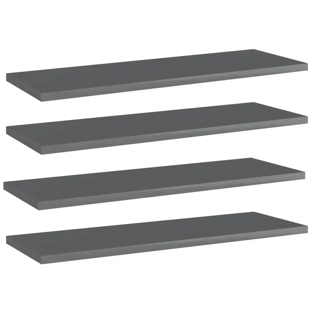 Bookshelf Boards 4 pcs High Gloss Grey 60x20x1.5 cm Engineered Wood 805232