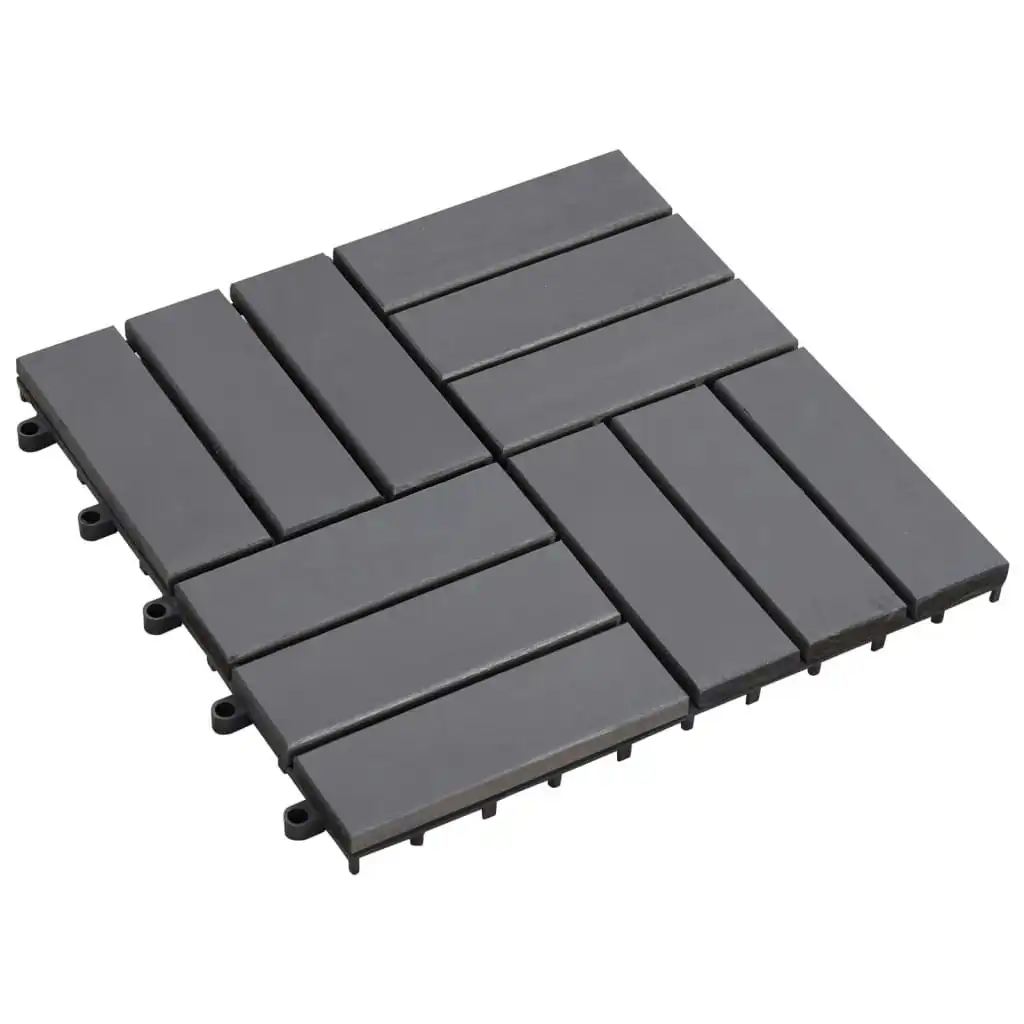 Decking Tiles 10 pcs Grey Wash 30x30 cm Solid Acacia Wood 46587