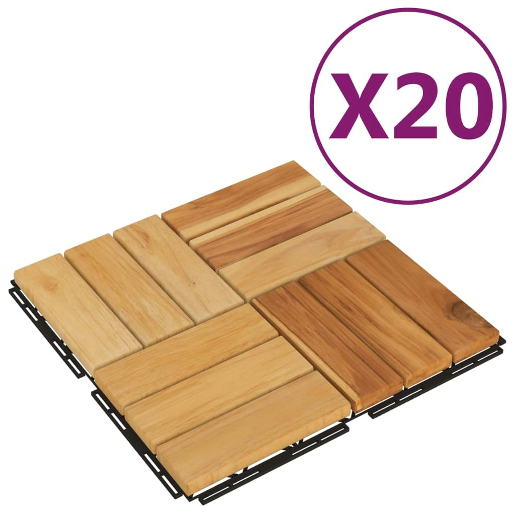 Decking Tiles 20 pcs 30x30 cm Solid Wood Teak 3152104