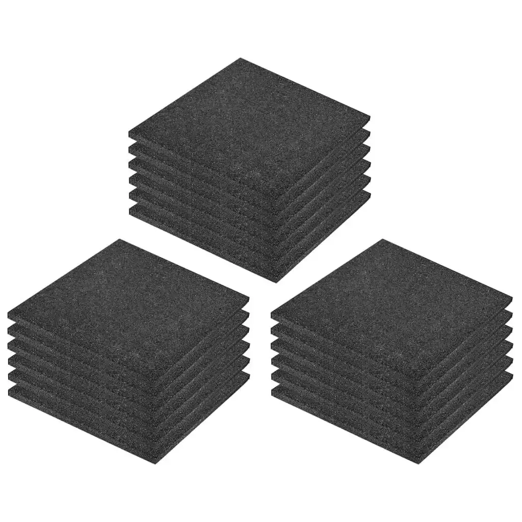 Fall Protection Tiles 18 pcs Rubber 50x50x3 cm Black 276274