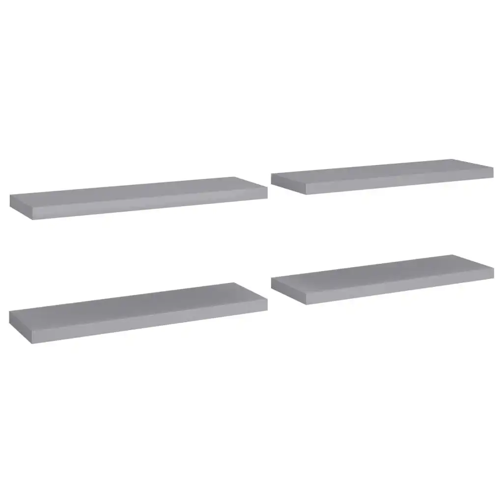 Floating Wall Shelves 4 pcs Grey 80x23.5x3.8 cm MDF 323858