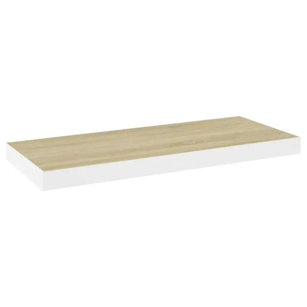 Floating Wall Shelf Oak and White 60x23.5x3.8 cm MDF 326576