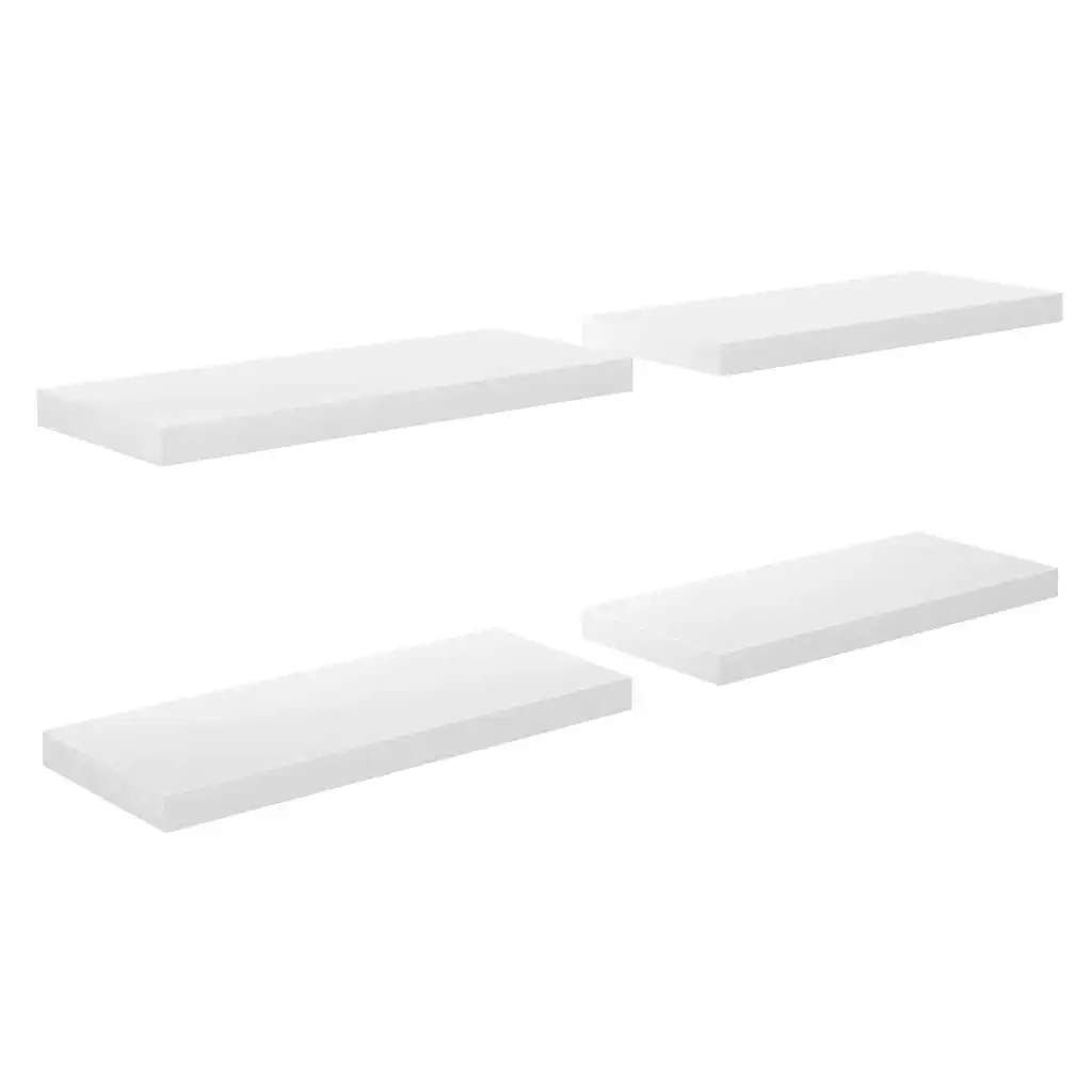 Floating Wall Shelves 4 pcs High Gloss White 60x23.5x3.8 cm MDF 323750