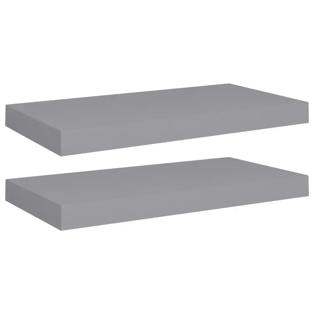 Floating Wall Shelves 2 pcs Grey 50x23x3.8 cm MDF 323851