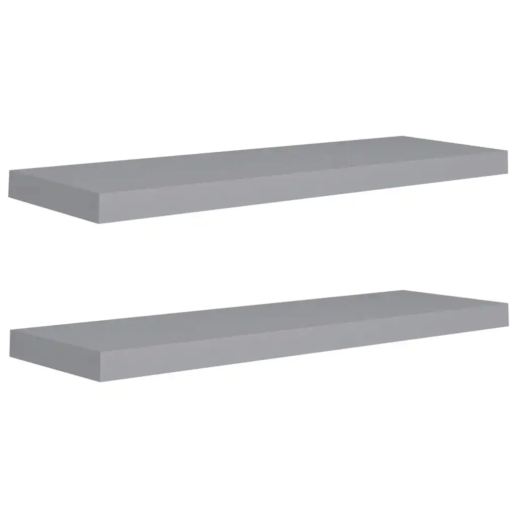 Floating Wall Shelves 2 pcs Grey 80x23.5x3.8 cm MDF 323857