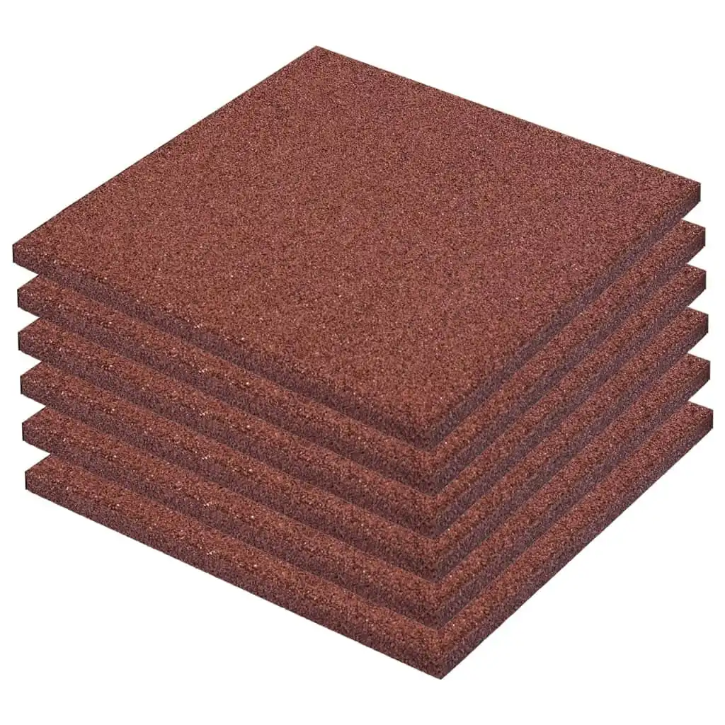 Fall Protection Tiles 6 pcs Rubber 50x50x3 cm Red 91786