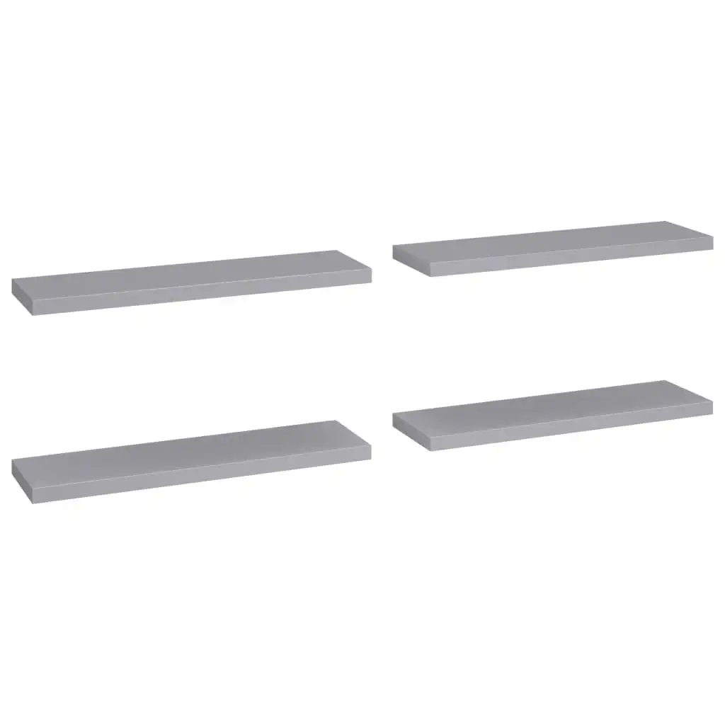 Floating Wall Shelves 4 pcs Grey 90x23.5x3.8 cm MDF 323861