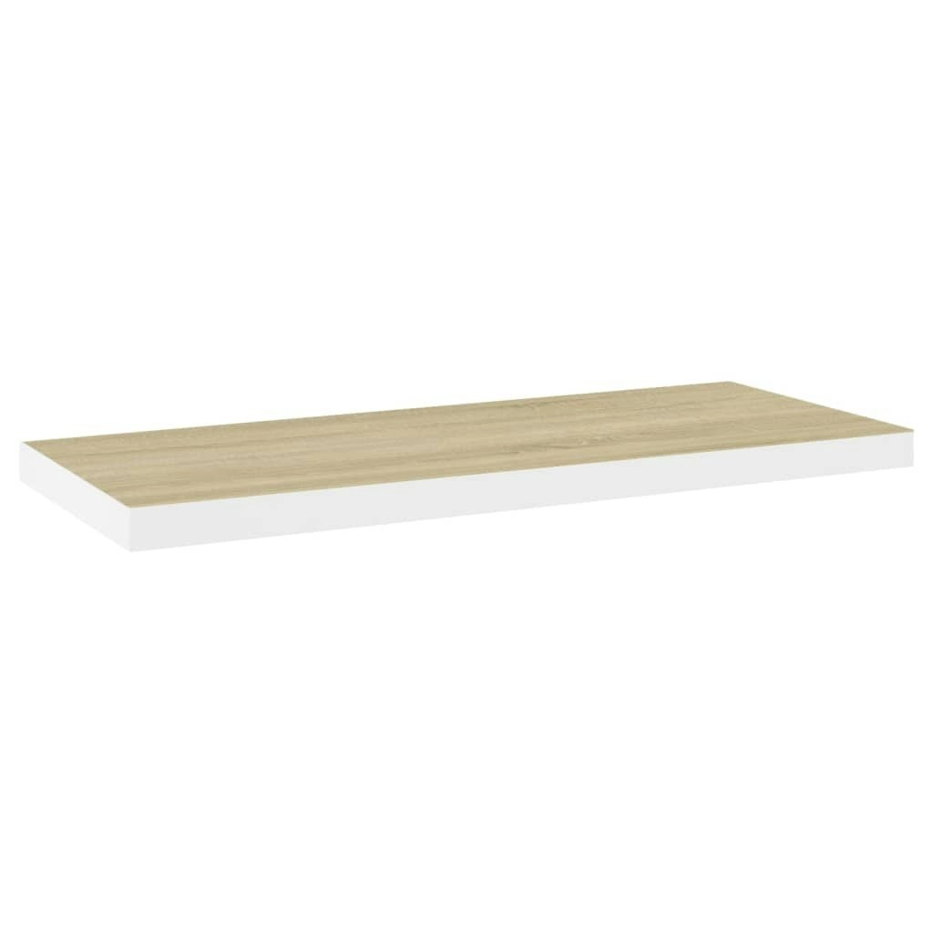 Floating Wall Shelf Oak and White 80x23.5x3.8 cm MDF 326579