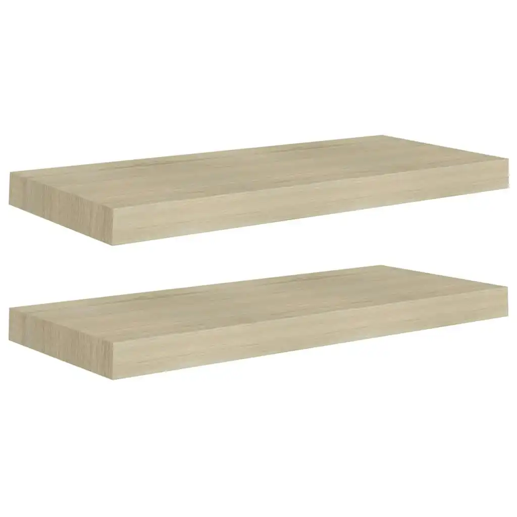 Floating Wall Shelves 2 pcs Oak 60x23.5x3.8 cm MDF 323875