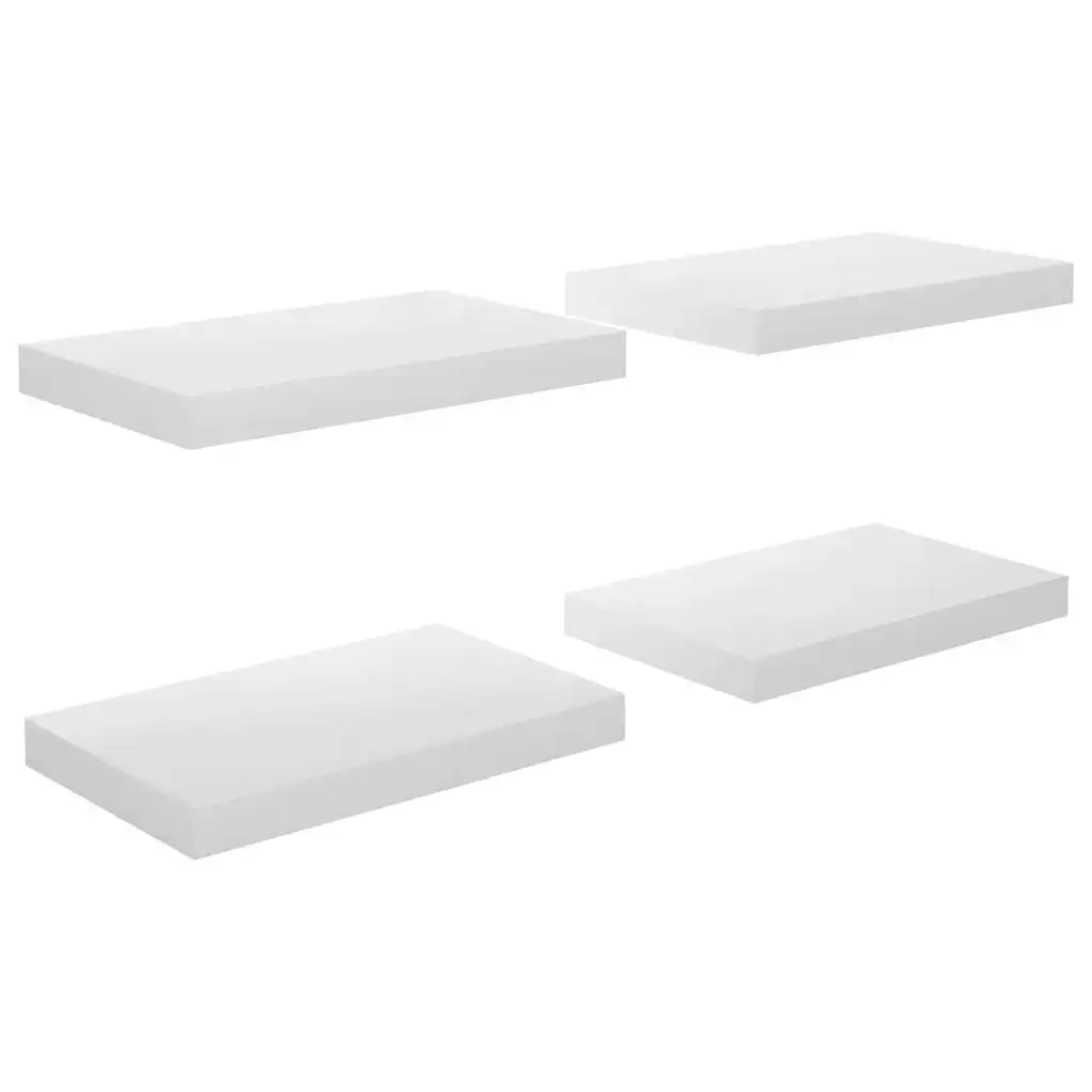 Floating Wall Shelves 4 pcs High Gloss White 40x23x3.8 cm MDF 323744