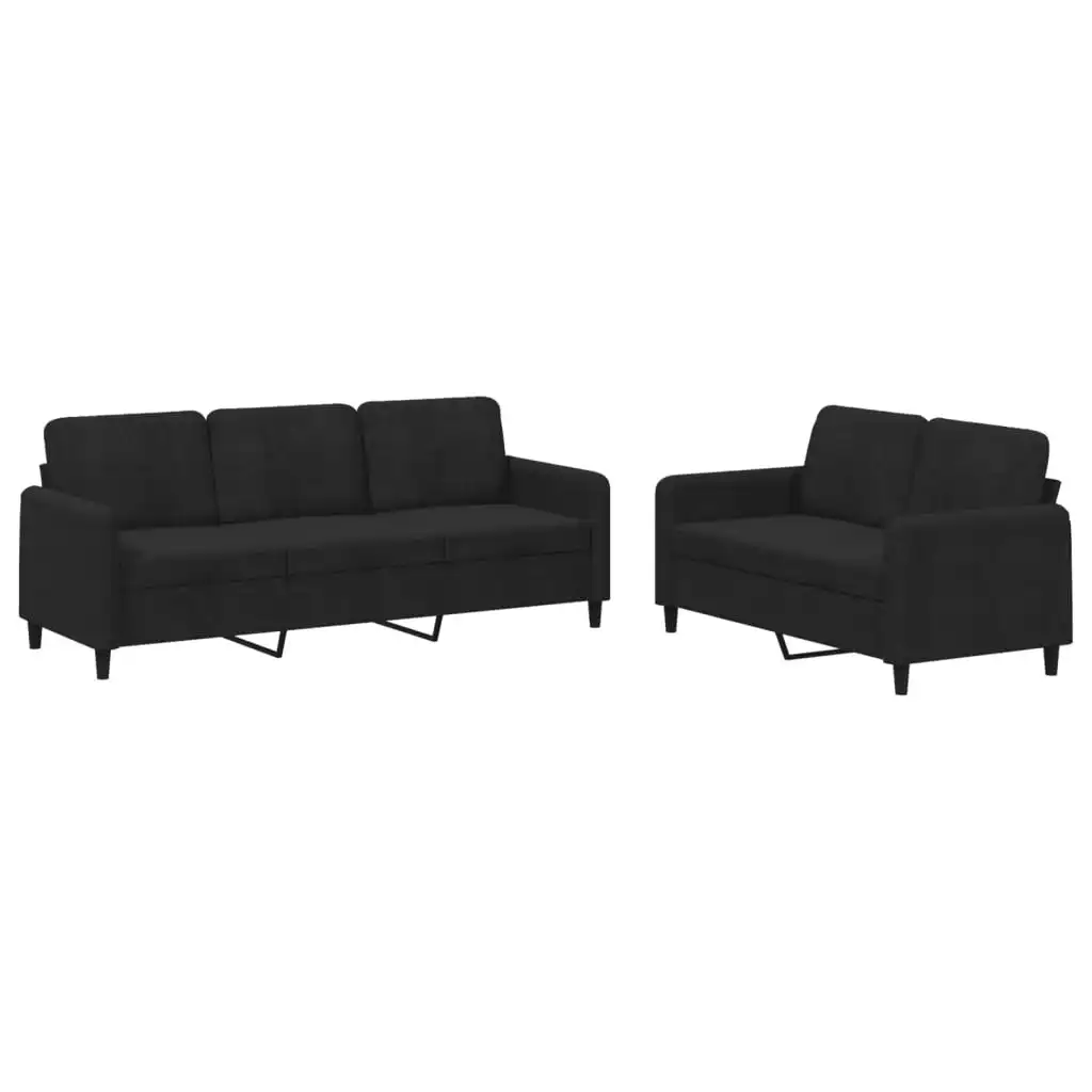 2 Piece Sofa Set Black Velvet 3202019