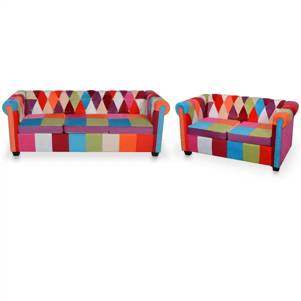 2 Piece Chesterfield Sofa Set Fabric 278215