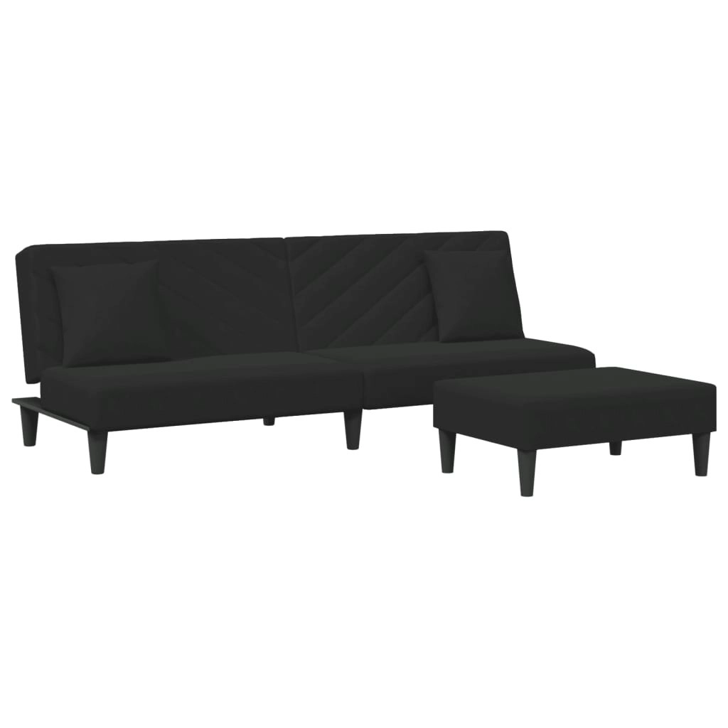 2 Piece Sofa Set with Pillows Black Velvet 3216265