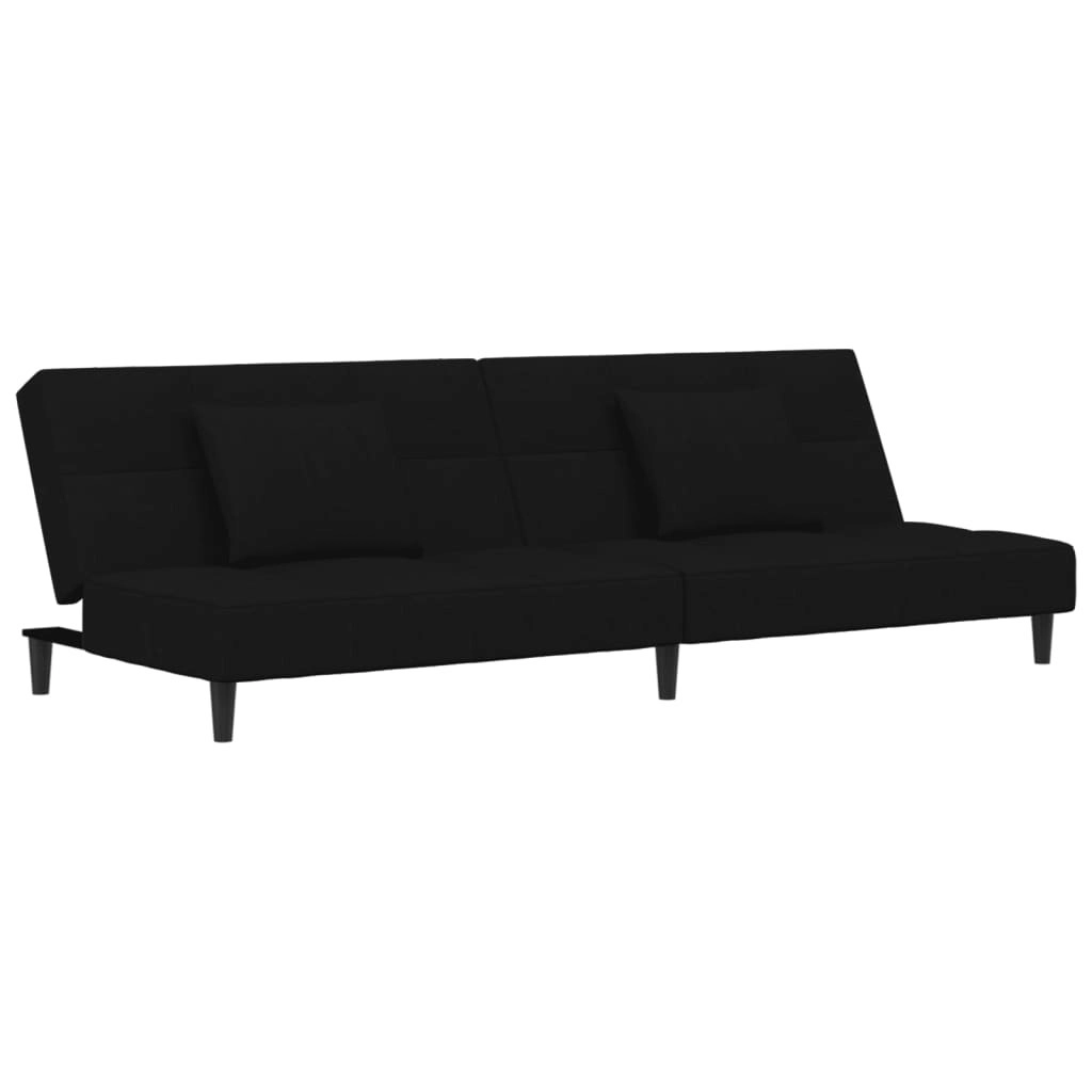 2-Seater Sofa Bed with Two Pillows Black Velvet 375812