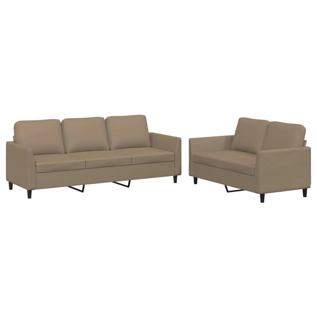 2 Piece Sofa Set with Cushions Cappuccino Faux Leather 3201764