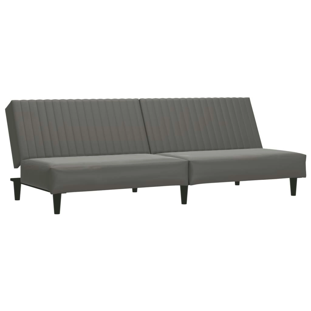 2-Seater Sofa Bed Grey Faux Leather 375949