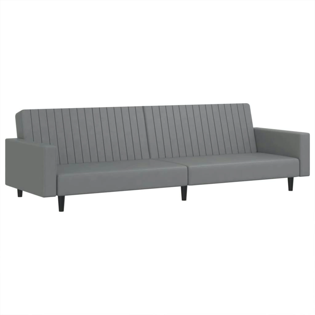 2-Seater Sofa Bed Grey Faux Leather 375953