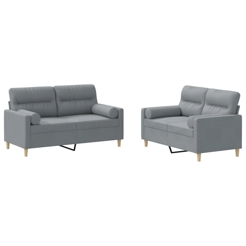 2 Piece Sofa Set with Pillows Light Grey Fabric 3201584