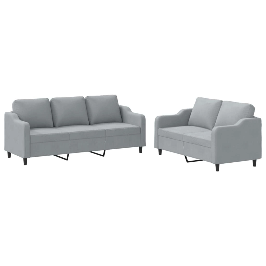 2 Piece Sofa Set with Cushions Light Grey Fabric 3201834