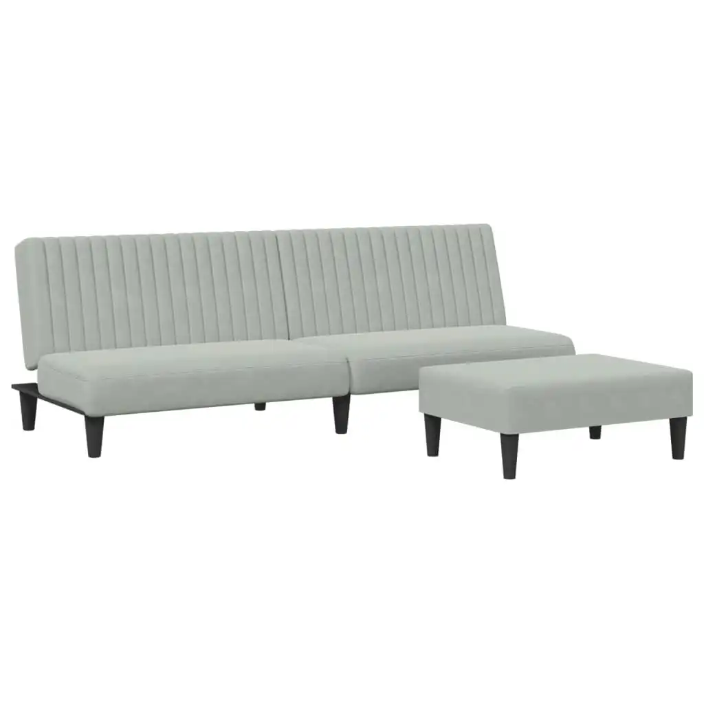 2 Piece Sofa Set Light Grey Velvet 3216274