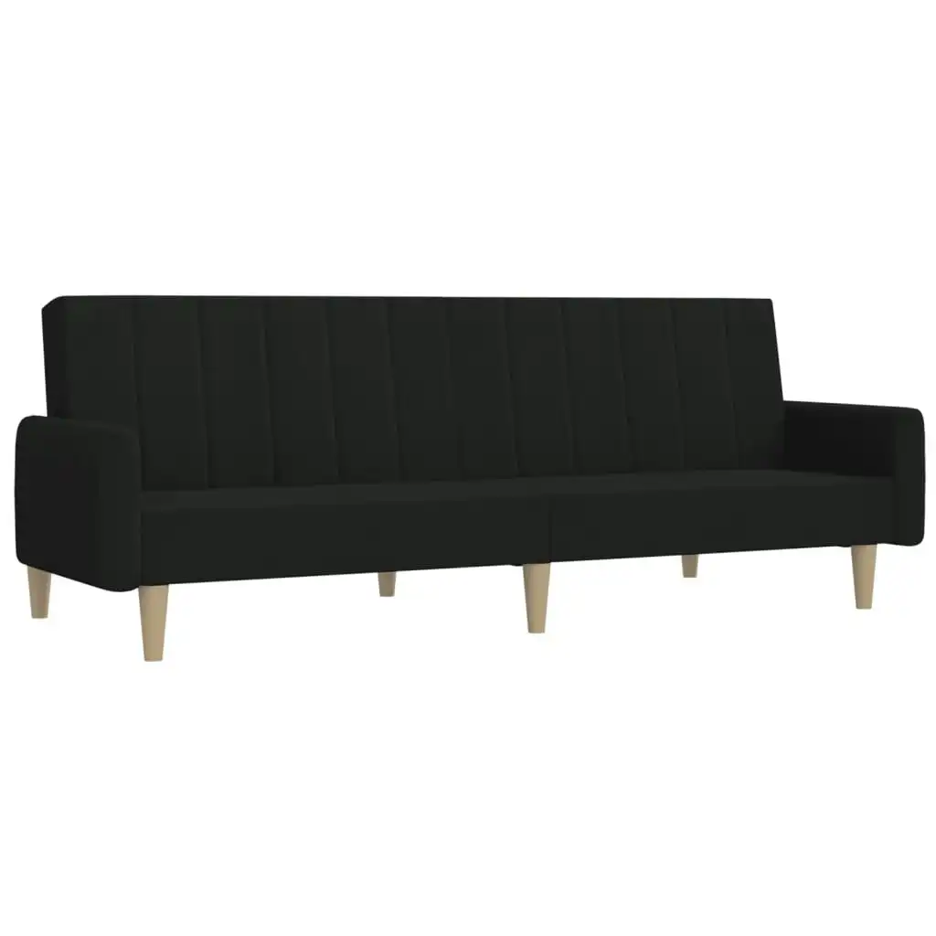 2-Seater Sofa Bed Black Fabric 375854