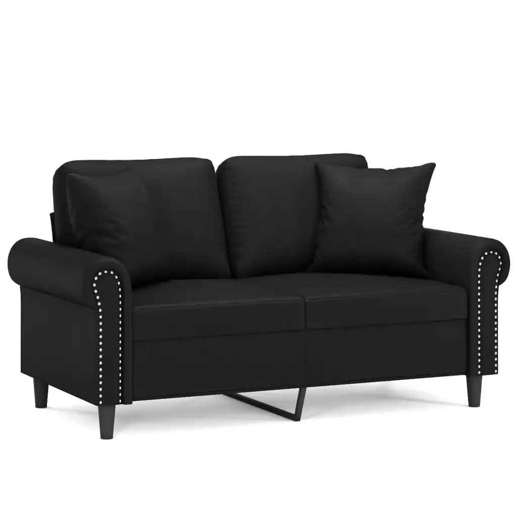 2-Seater Sofa with Throw Pillows Black 120 cm Faux Leather 3200925