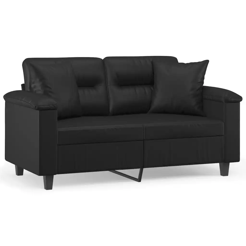 2-Seater Sofa with Throw Pillows Black 120 cm Faux Leather 3200983