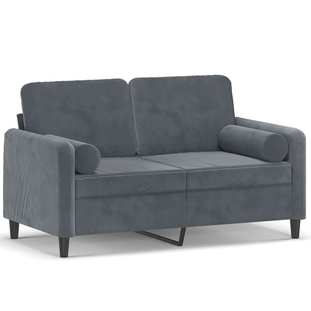 2-Seater Sofa with Throw Pillows Dark Grey 120 cm Velvet 3200872