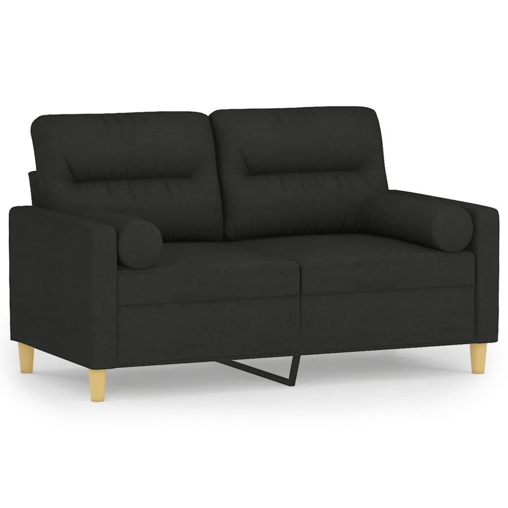 2-Seater Sofa with Throw Pillows Black 120 cm Fabric 3200817