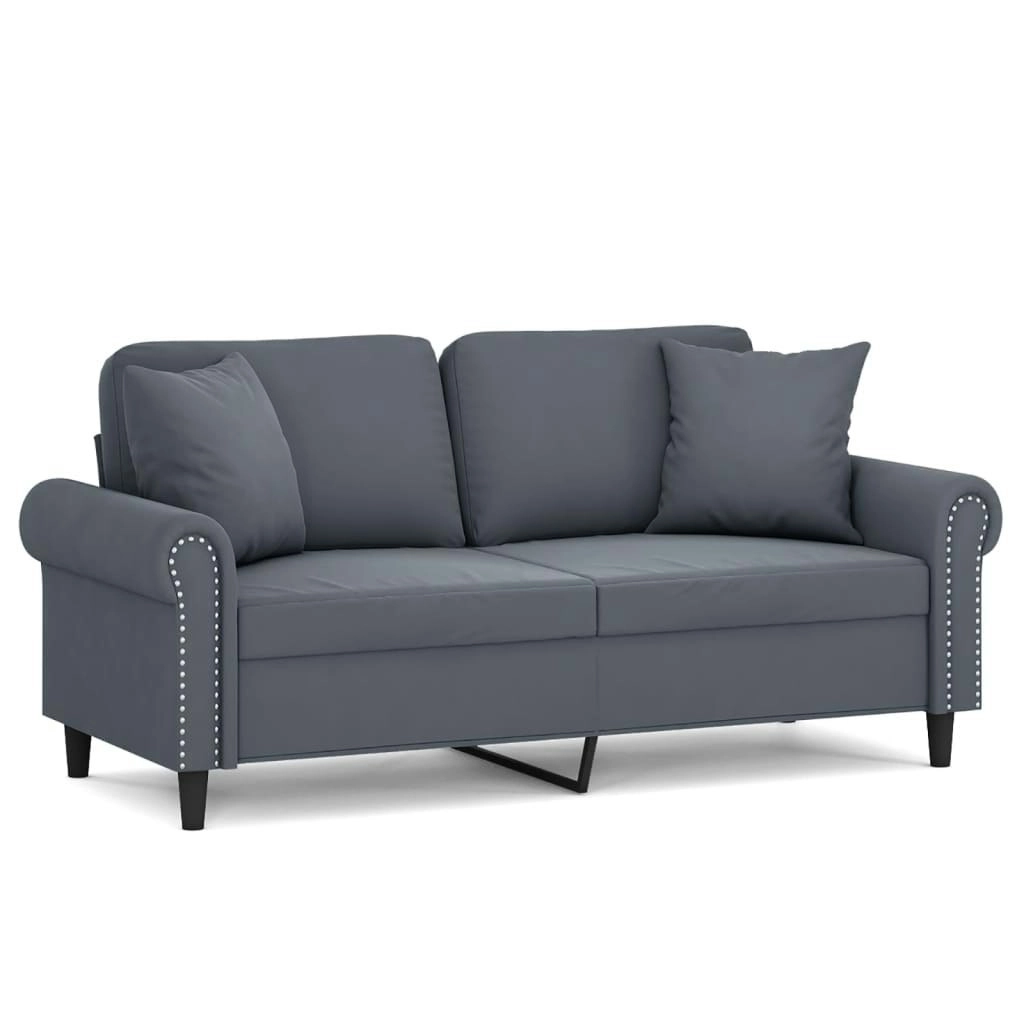 2-Seater Sofa with Throw Pillows Dark Grey 140 cm Velvet 3200946