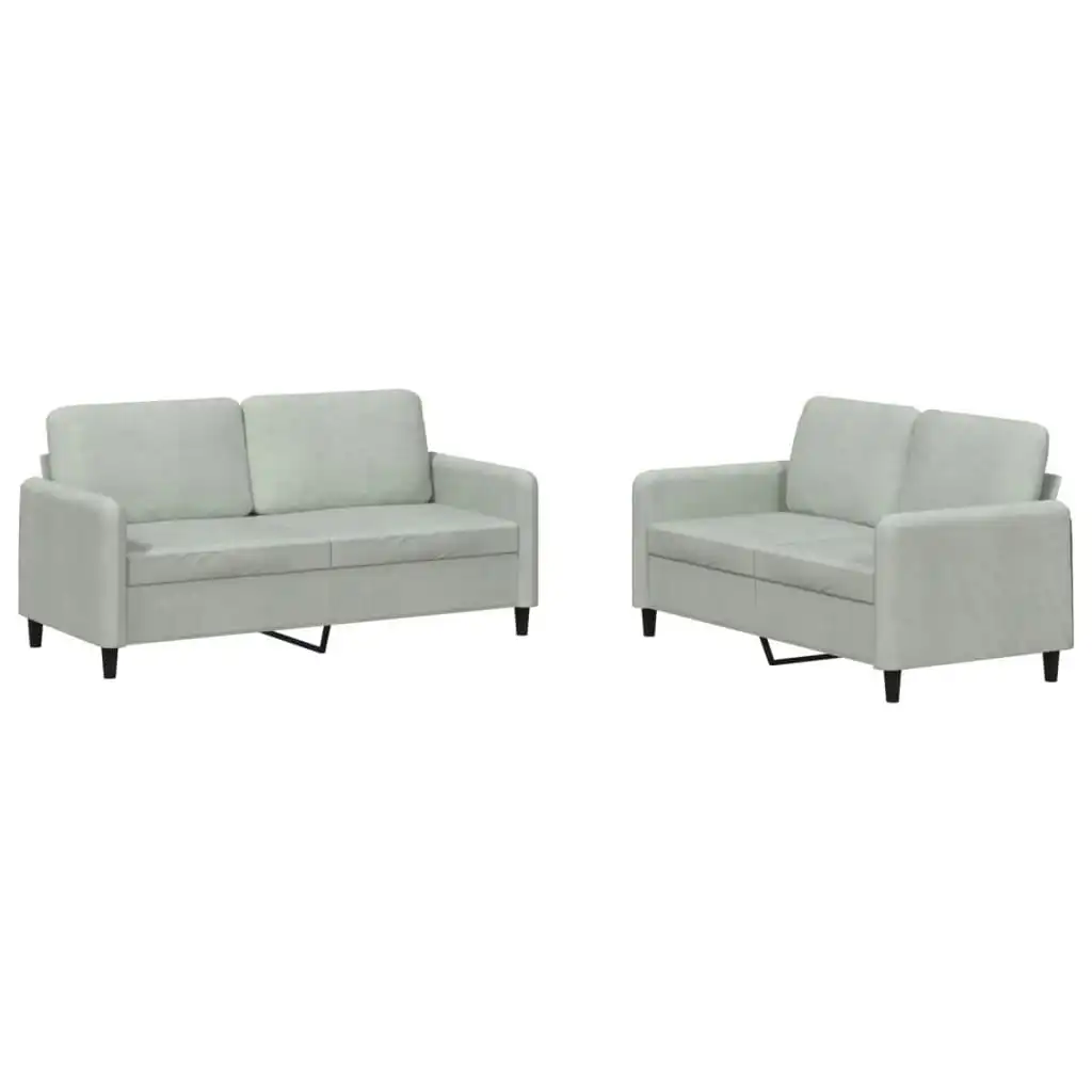 2 Piece Sofa Set Light Grey Velvet 3201974