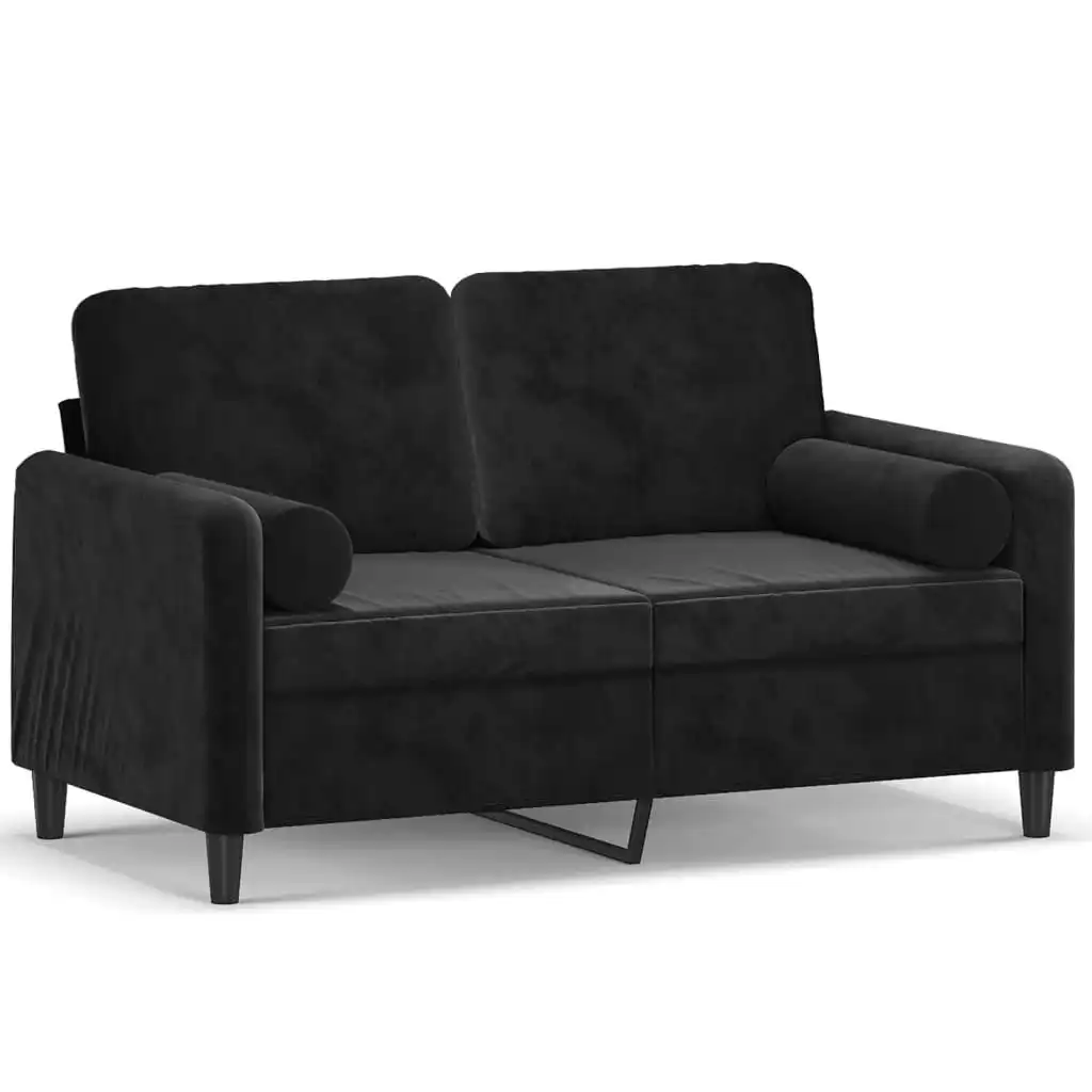 2-Seater Sofa with Throw Pillows Black 120 cm Velvet 3200876