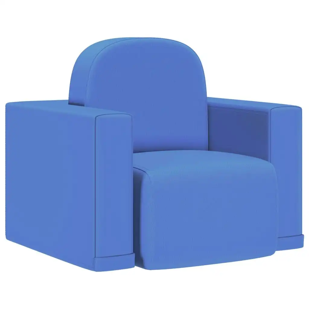 2-in-1 Children Sofa Blue Faux Leather 325519