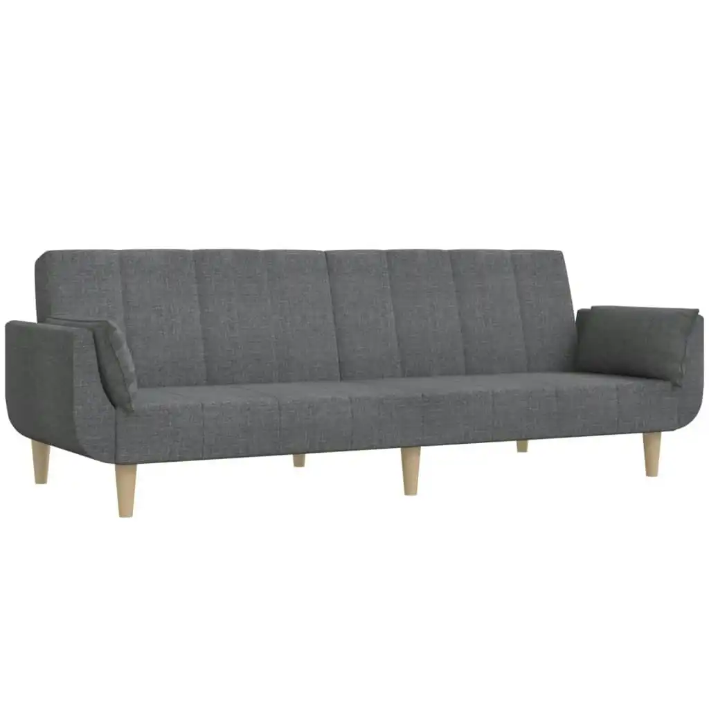 2-Seater Sofa Bed with Two Pillows Light Grey Fabric 375869