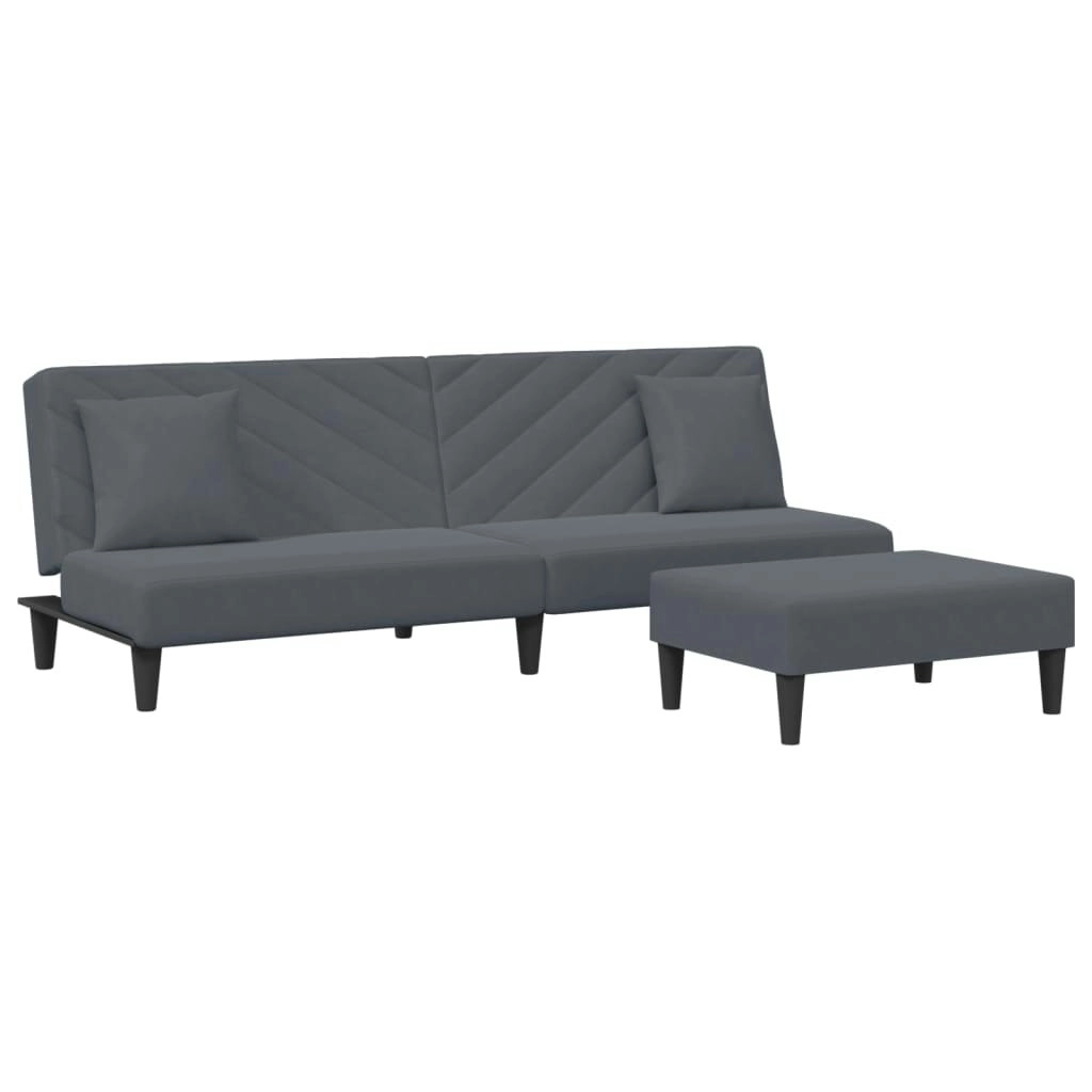 2 Piece Sofa Set with Pillows Dark Grey Velvet 3216263