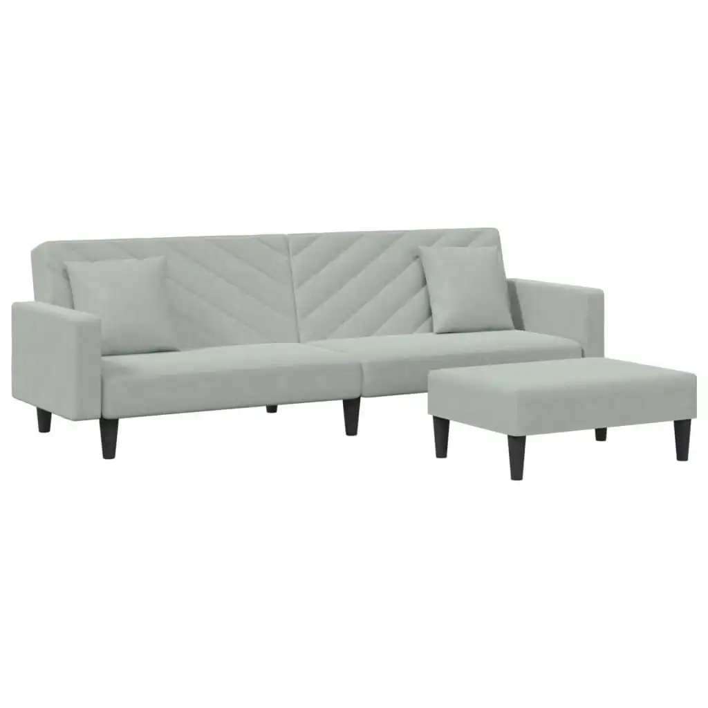 2 Piece Sofa Set with Pillows Light Grey Velvet 3216268