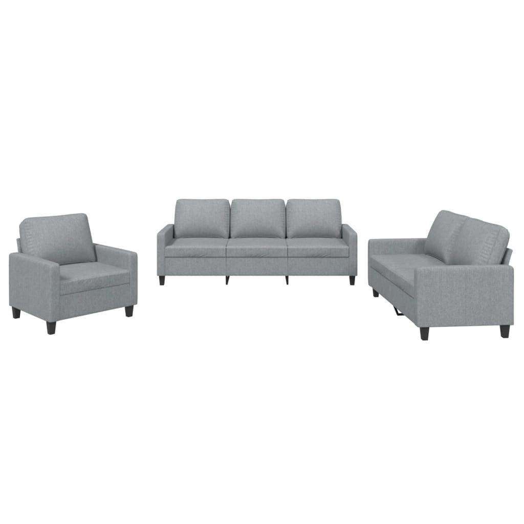 3 Piece Sofa Set with Cushions Light Grey Fabric 3201428