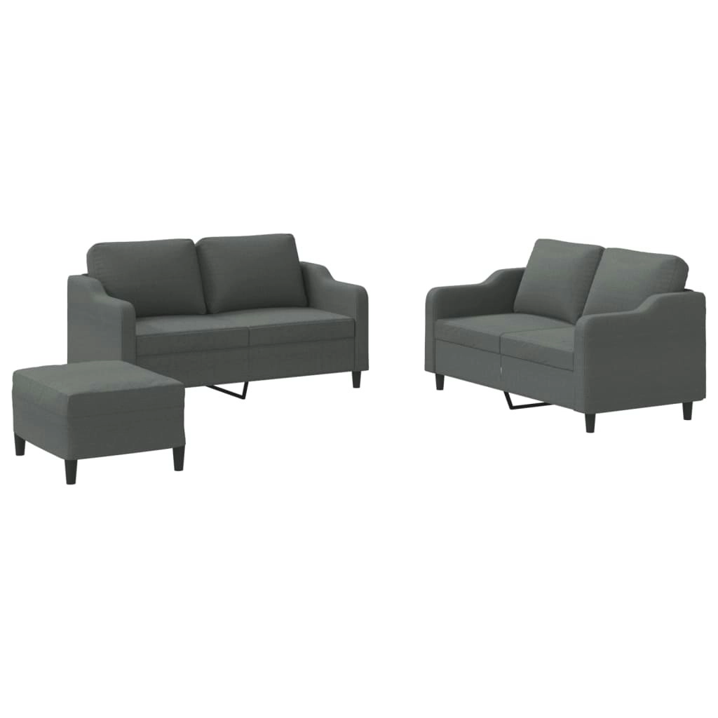 3 Piece Sofa Set with Cushions Dark Grey Fabric 3201811