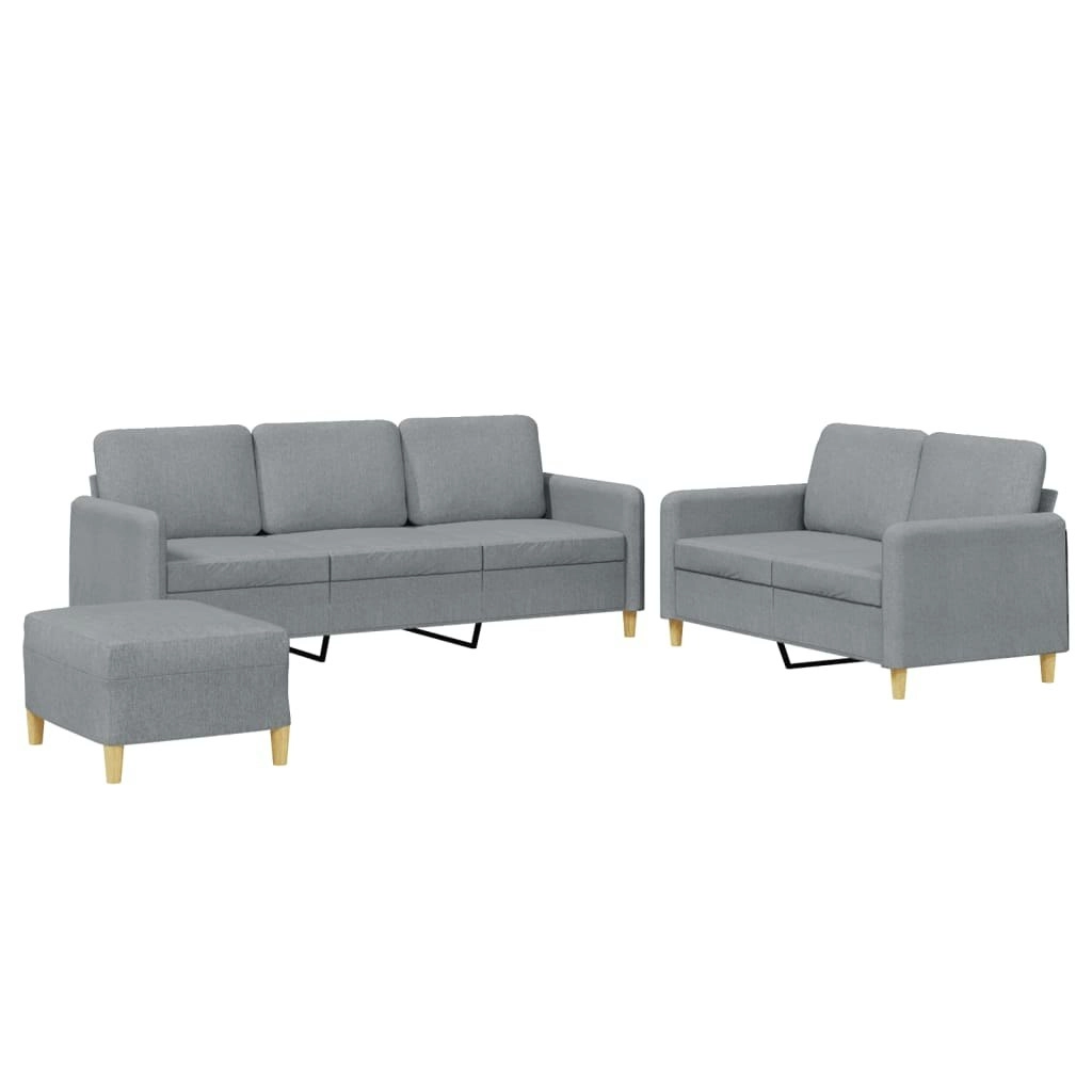 3 Piece Sofa Set with Cushions Light Grey Fabric 3202126