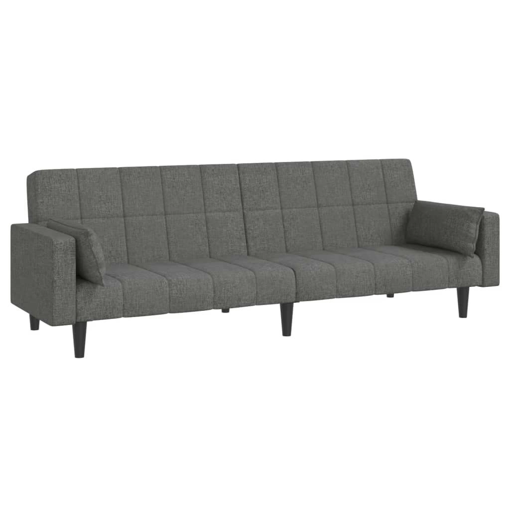 2-Seater Sofa Bed with Two Pillows Light Grey Fabric 375833