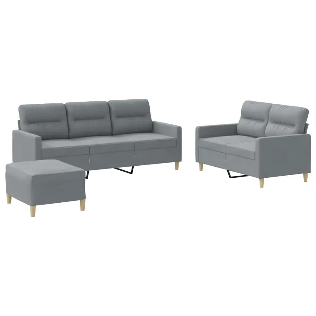 3 Piece Sofa Set with Cushions Light Grey Fabric 3201608