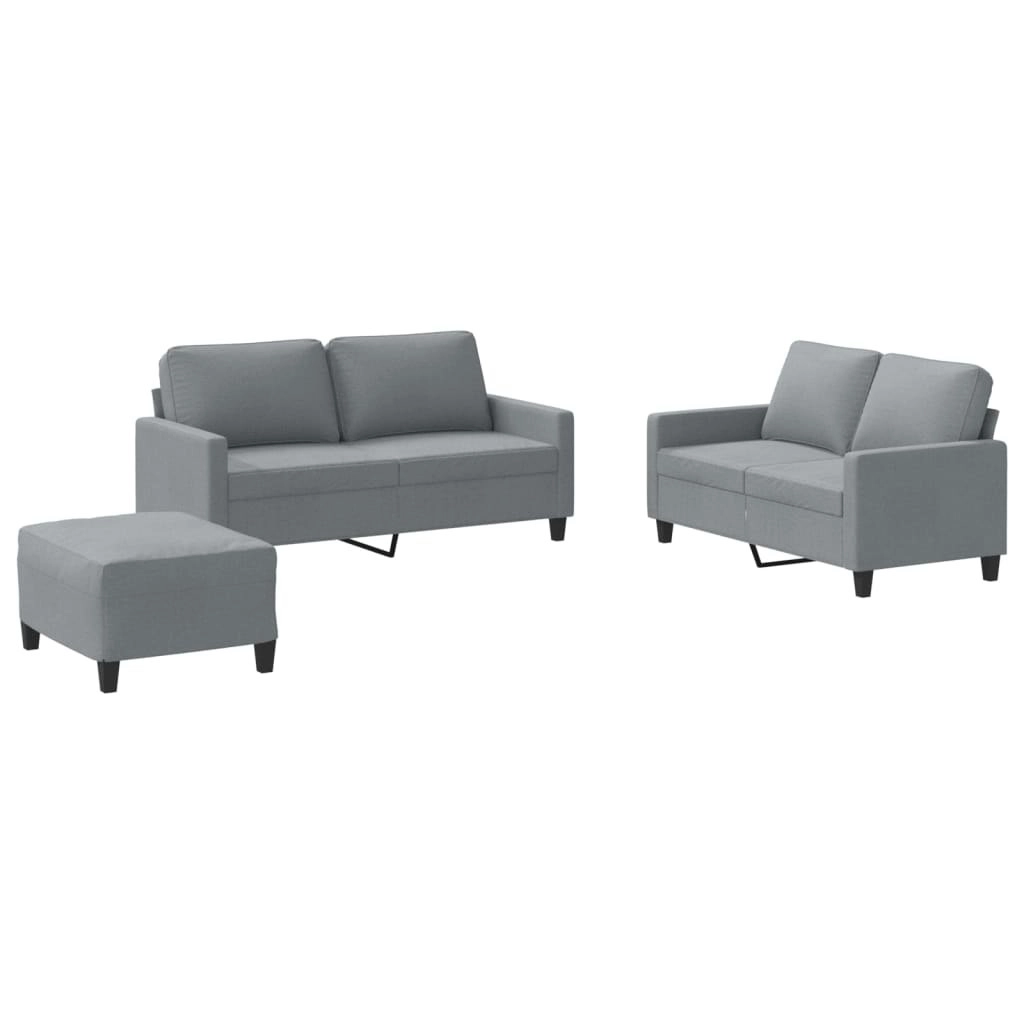 3 Piece Sofa Set with Cushions Light Grey Fabric 3201452